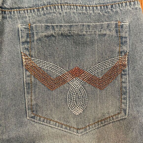 Vtg Attitude Mens Loose Bootcut Wide Leg Jeans 36x32 Kendrick Lamar Embroidered - Picture 6 of 8